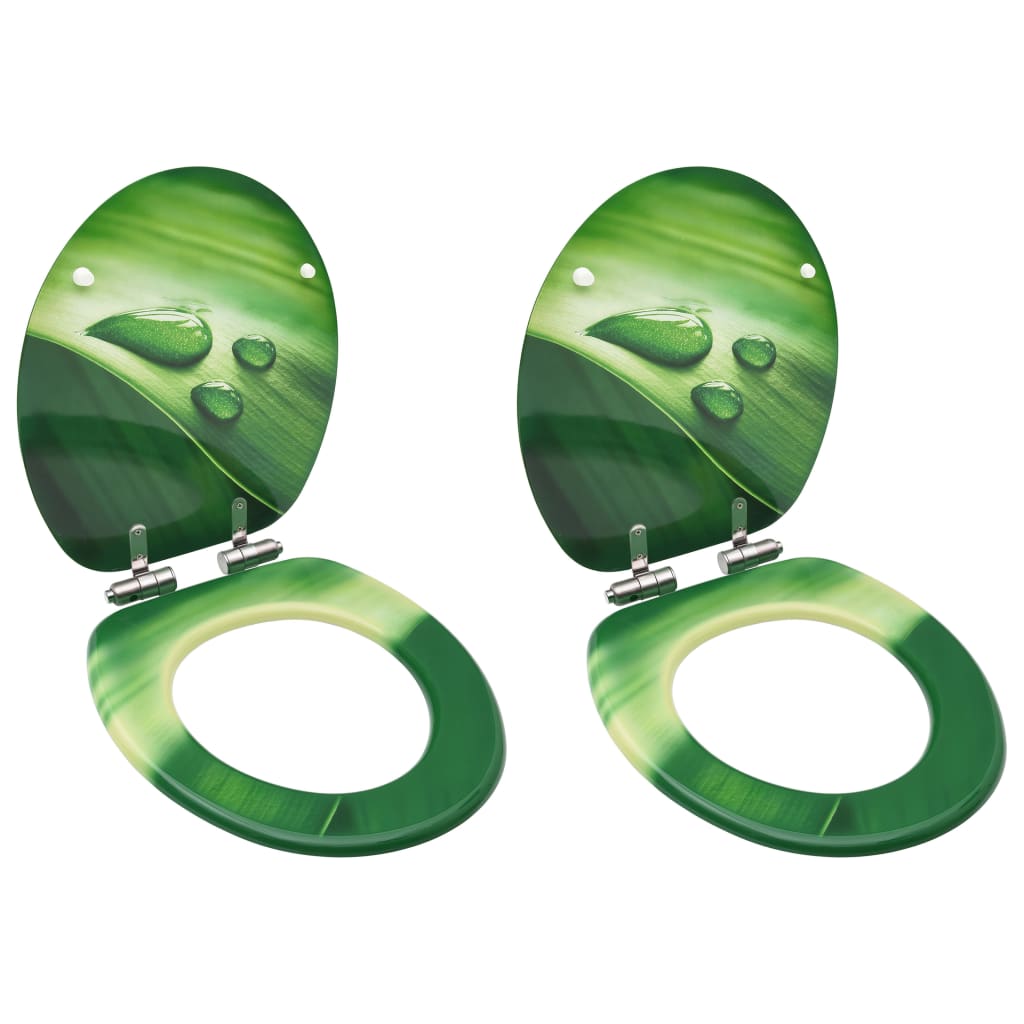 Tavolette Wc Chiusura Ammortizzata 2pz Mdf Verde Goccia D'acqua