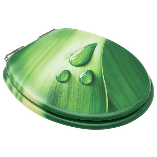 Tavolette Wc Chiusura Ammortizzata 2pz Mdf Verde Goccia D'acqua - Image 3