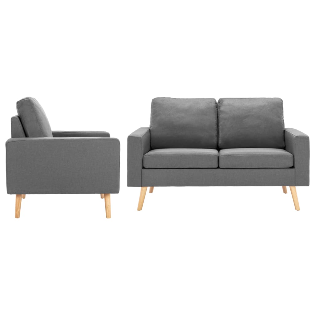 Set Di Divani 2 Pz In Tessuto Grigio Chiaro