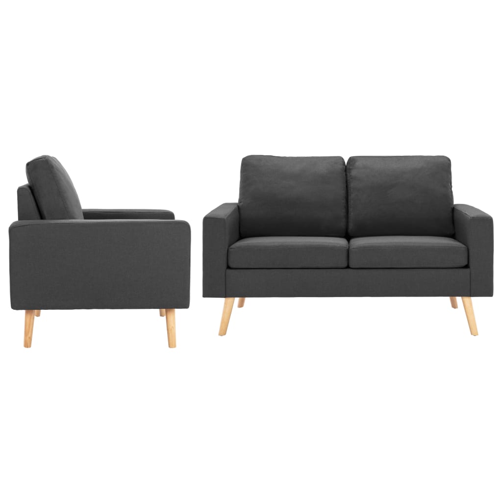 Set Di Divani 2 Pz In Tessuto Grigio Scuro