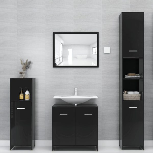 Set Mobili Da Bagno 3 Pz Nero In Truciolato - Image 3