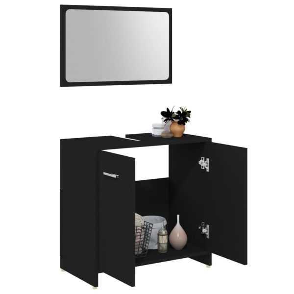 Set Mobili Da Bagno 3 Pz Nero In Truciolato - Image 5