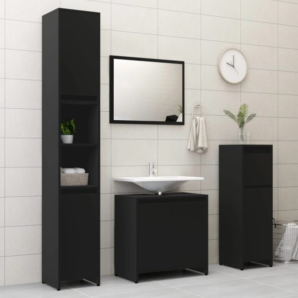 Set Mobili Da Bagno 3 Pz Nero In Truciolato - Image 3