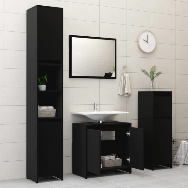 Set Mobili Da Bagno 3 Pz Nero In Truciolato - Image 4
