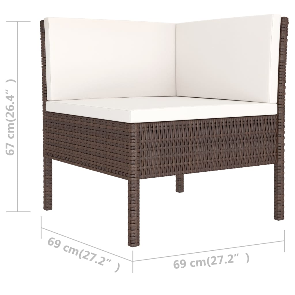 Set Divani Da Giardino 6 Pz Con Cuscini In Polyrattan Marrone - Image 6