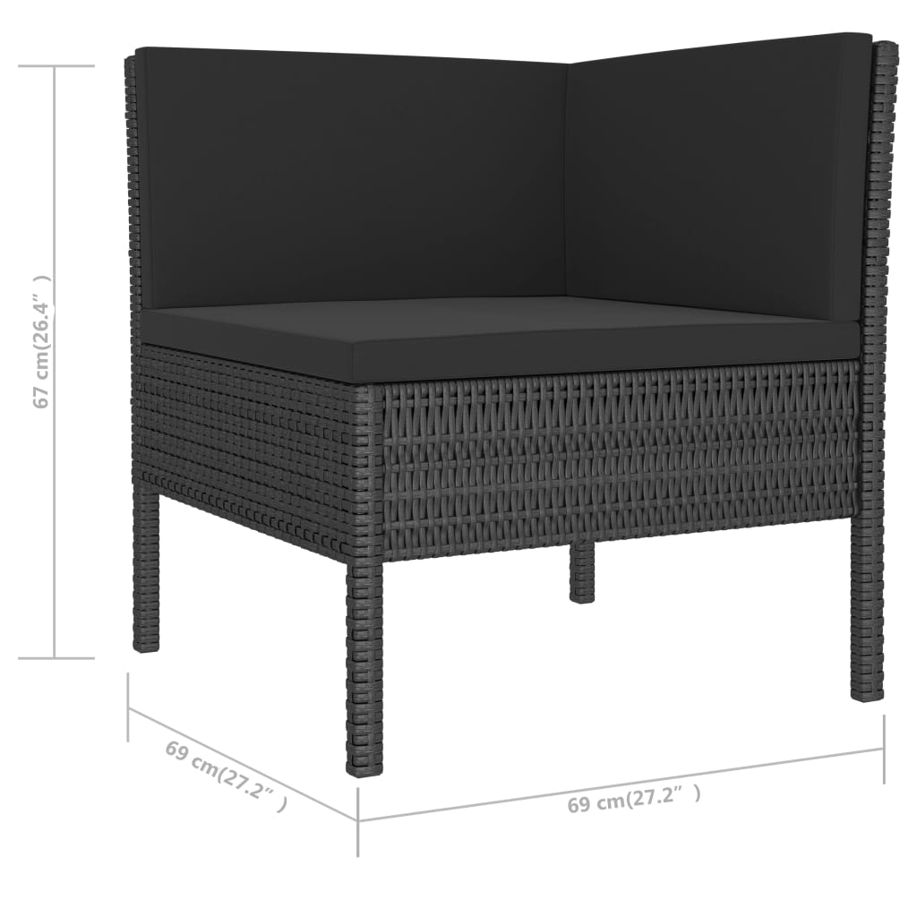 Set Divani Da Giardino 6 Pz Con Cuscini In Polyrattan Nero - Image 6