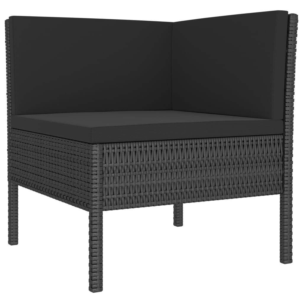 Set Divani Da Giardino 4 Pz Con Cuscini In Polyrattan Nero - Image 3