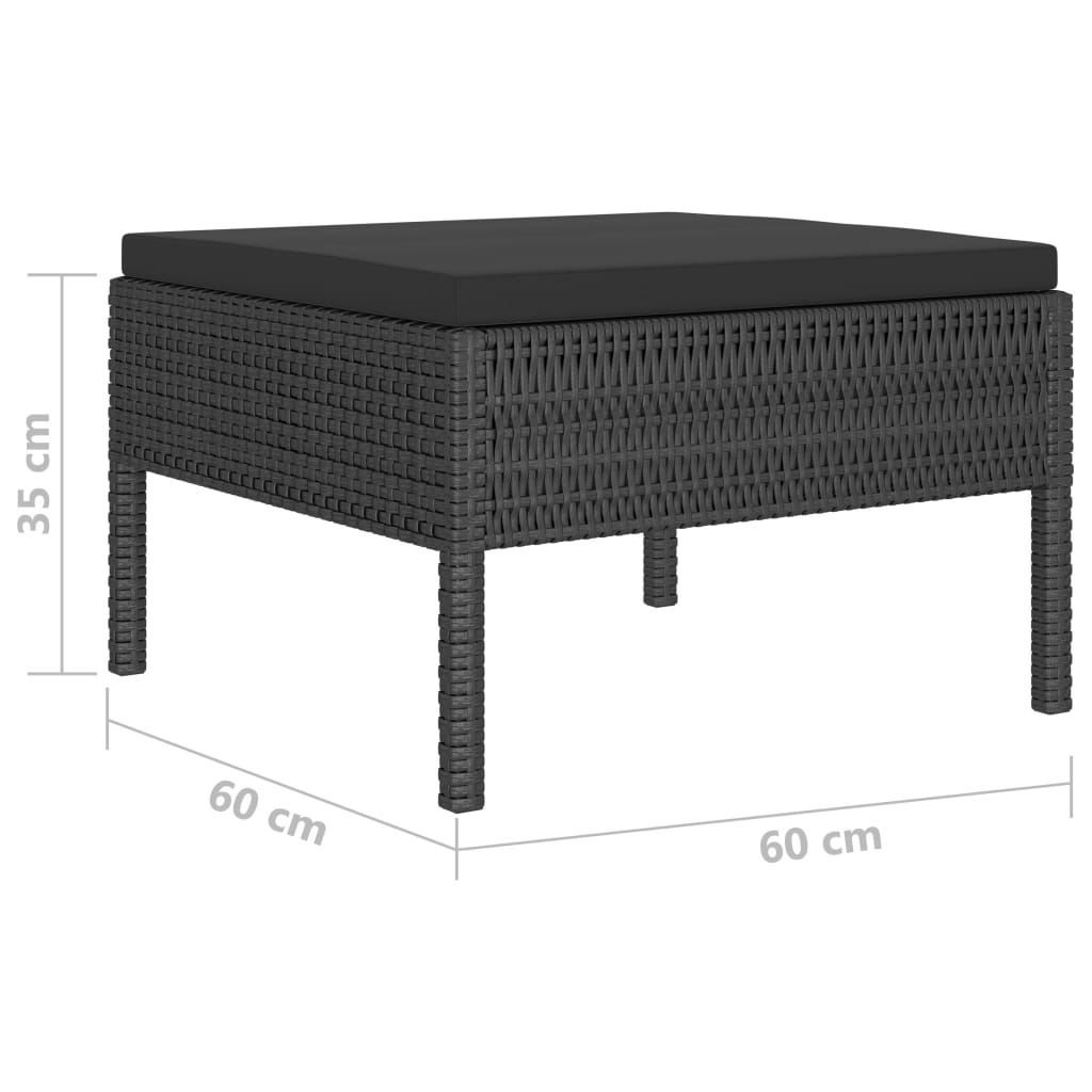 Set Divani Da Giardino 4 Pz Con Cuscini In Polyrattan Nero - Image 6