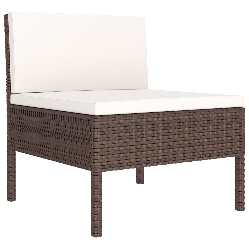 Set Divani Da Giardino 10 Pz Con Cuscini In Polyrattan Marrone - Image 3