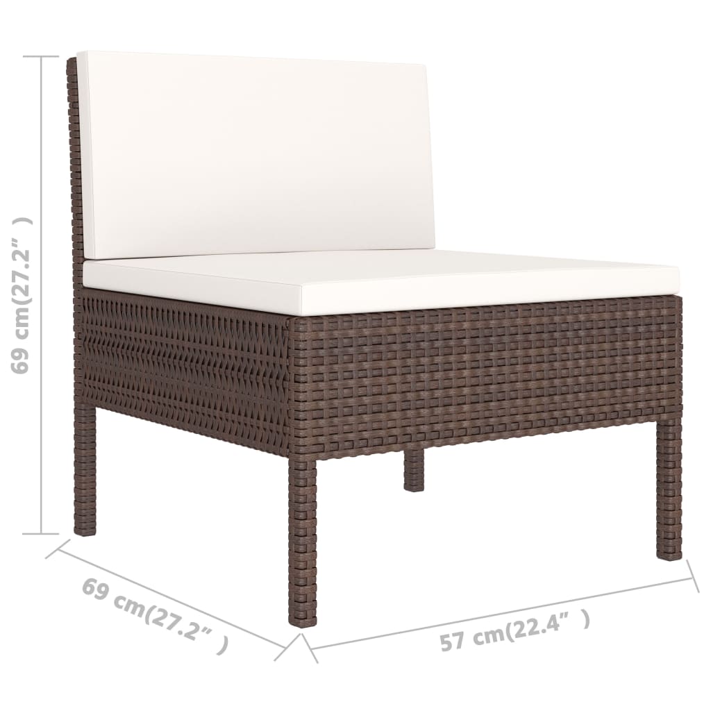 Set Divani Da Giardino 10 Pz Con Cuscini In Polyrattan Marrone - Image 5