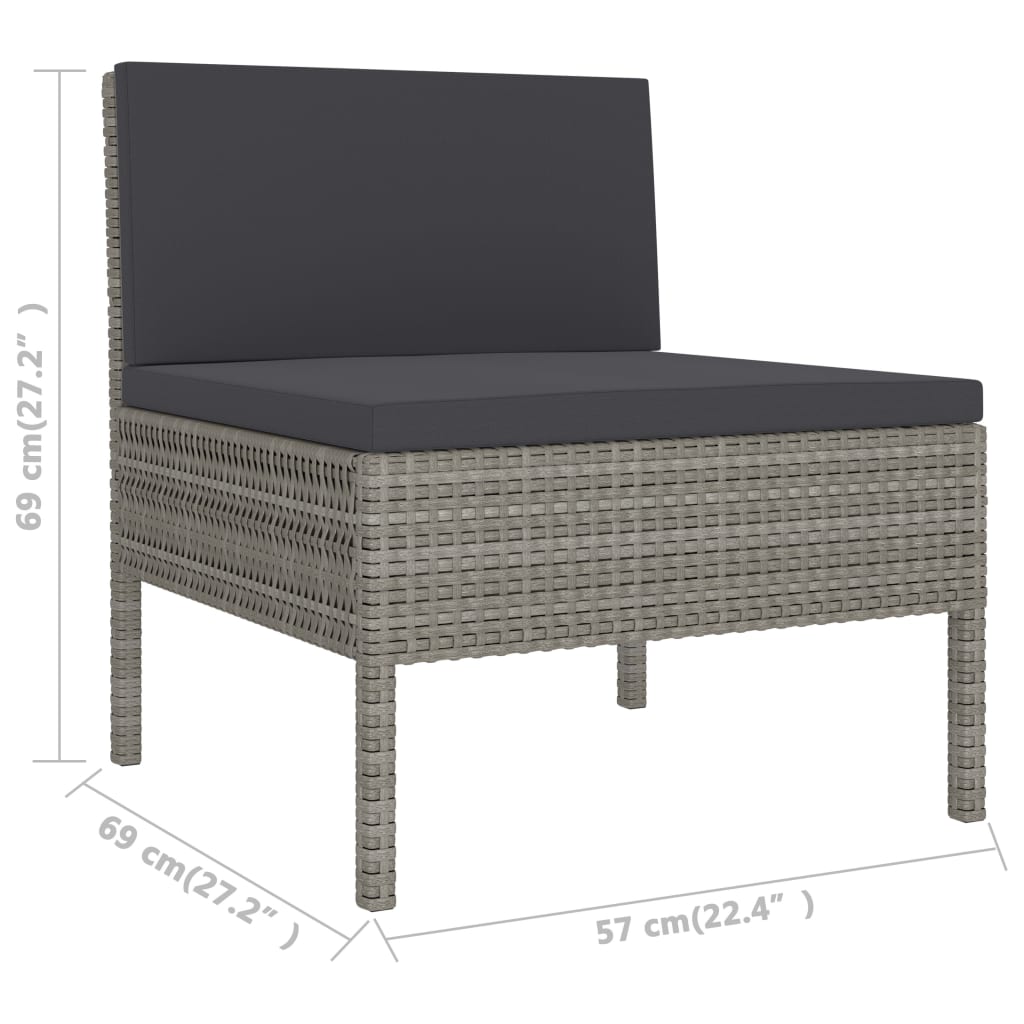 Set Divani Da Giardino 10 Pz Con Cuscini In Polyrattan Grigio - Image 5