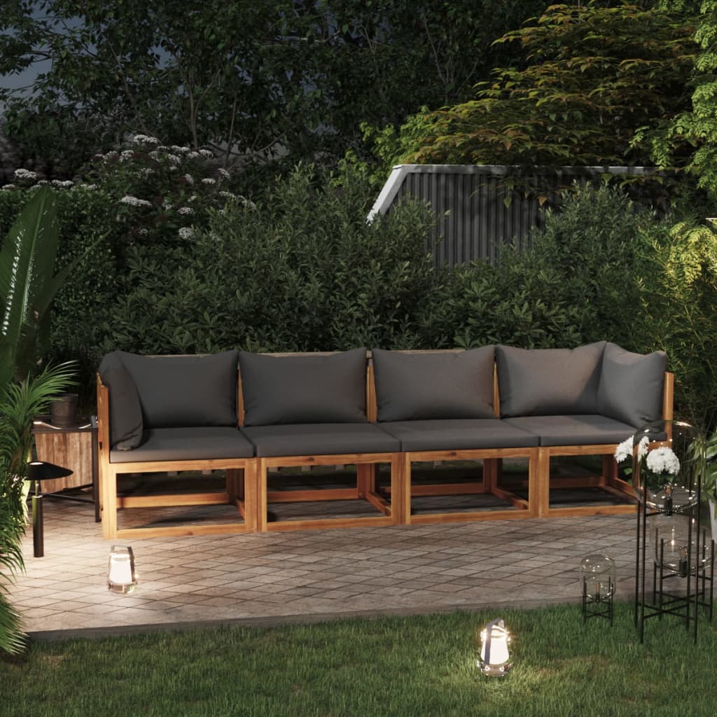 Divano Da Giardino A 4 Posti Con Cuscino In Legno Di Acacia