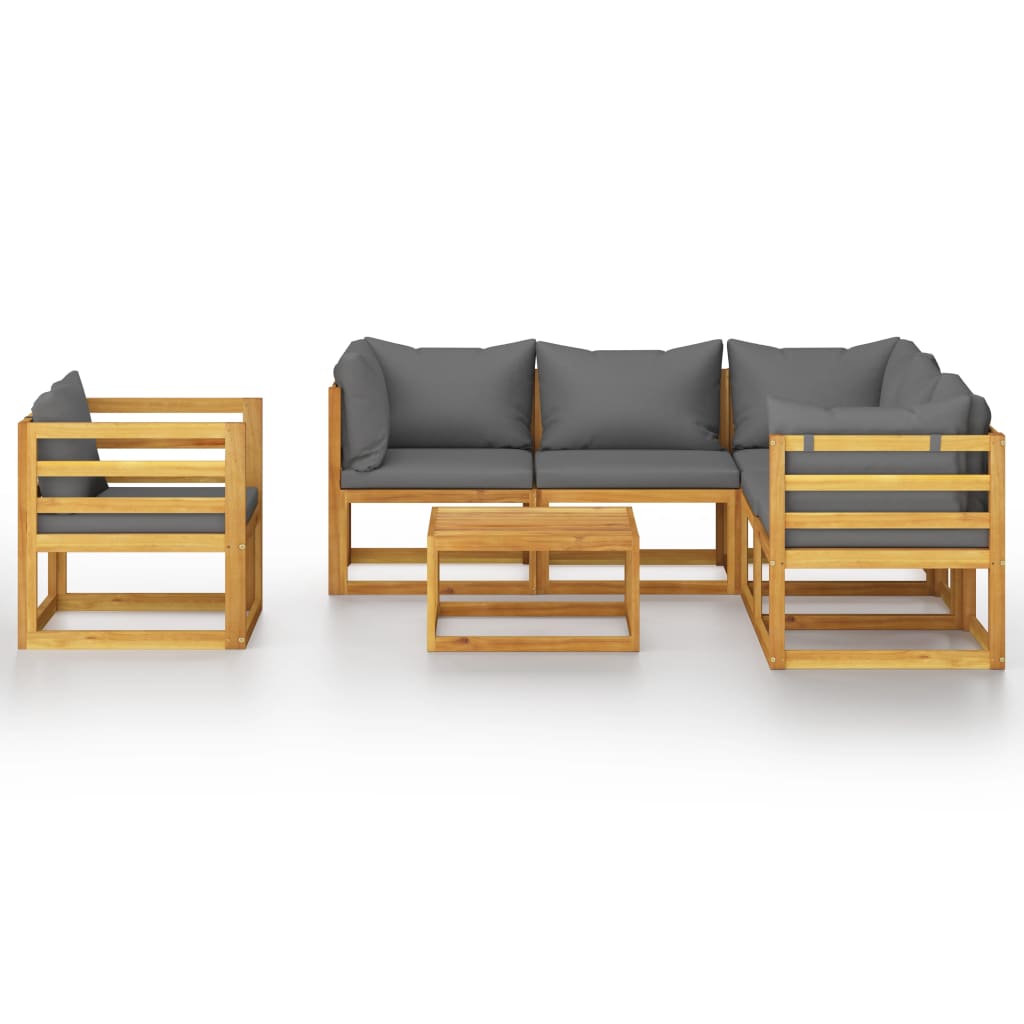 Set Divani Da Giardino 7 Pz Con Cuscini In Massello Di Acacia - Image 3
