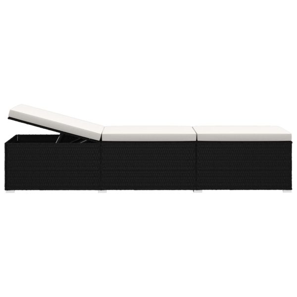 Lettini Prendisole Con Tavolino 3 Pz In Polyrattan Nero - Image 3