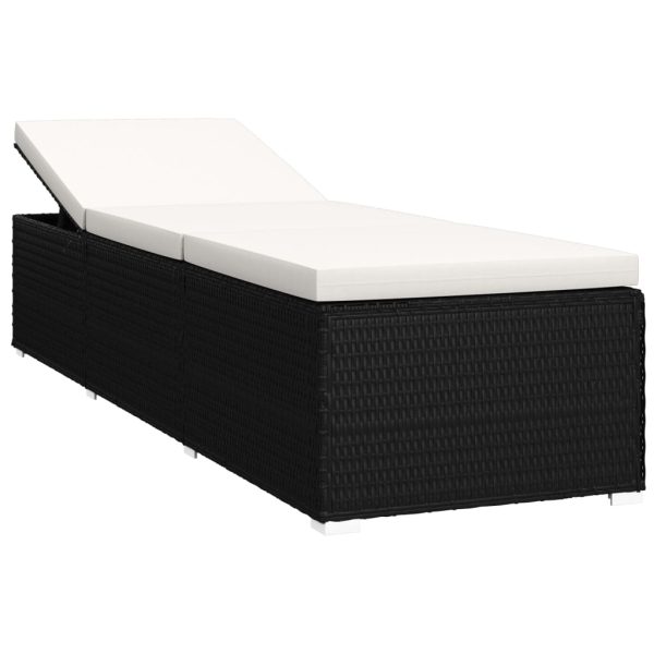 Lettini Prendisole Con Tavolino 3 Pz In Polyrattan Nero - Image 4