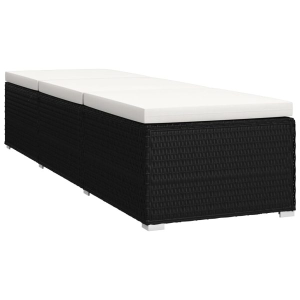 Lettini Prendisole Con Tavolino 3 Pz In Polyrattan Nero - Image 5