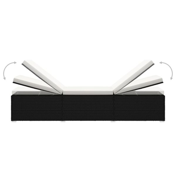 Lettini Prendisole Con Tavolino 3 Pz In Polyrattan Nero - Image 6