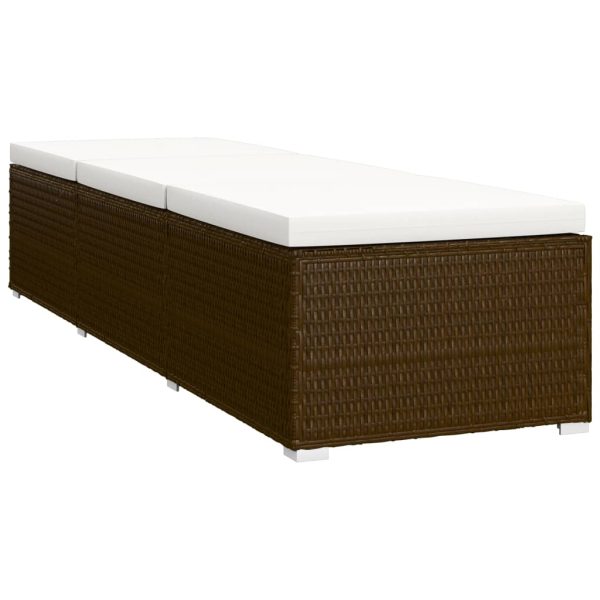 Lettini Prendisole Con Tavolino 3 Pz In Polyrattan Marrone - Image 5