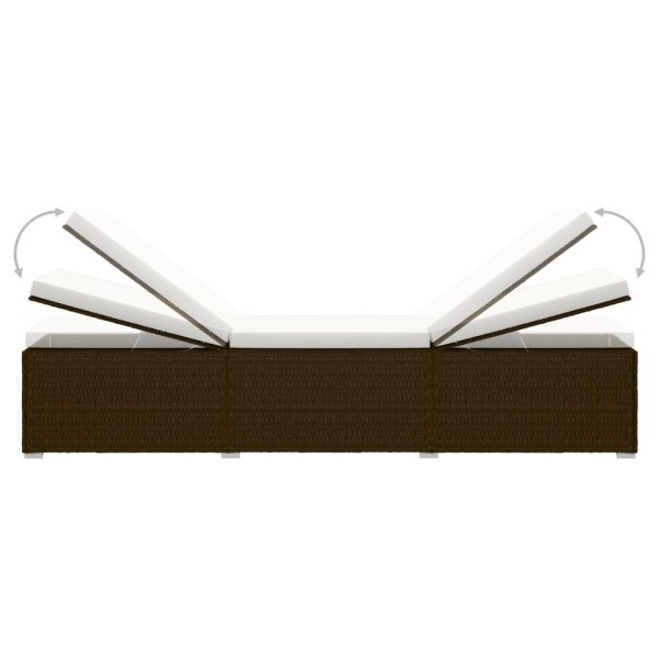 Lettini Prendisole Con Tavolino 3 Pz In Polyrattan Marrone - Image 6