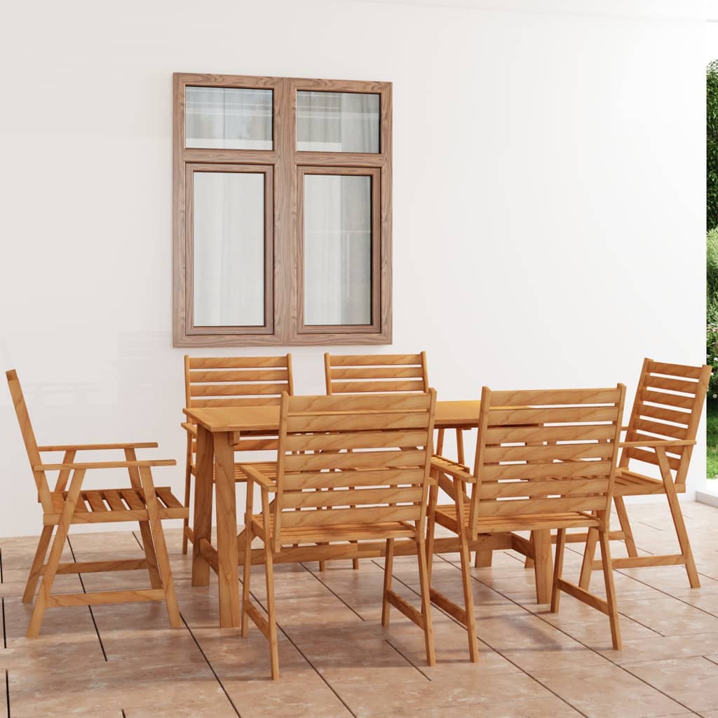Set Da Pranzo Da Giardino 7 Pz In Legno Massello Di Acacia