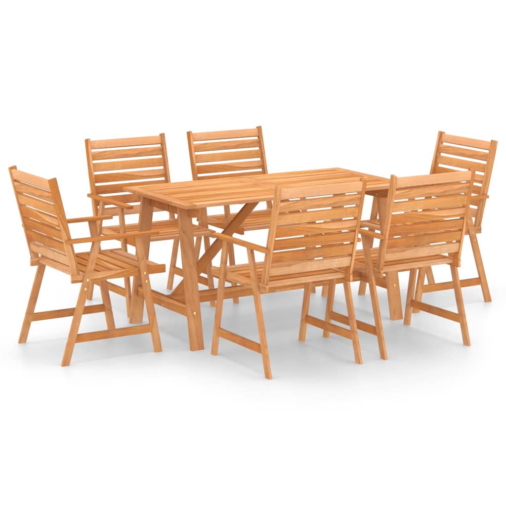 Set Da Pranzo Da Giardino 7 Pz In Legno Massello Di Acacia - Image 2
