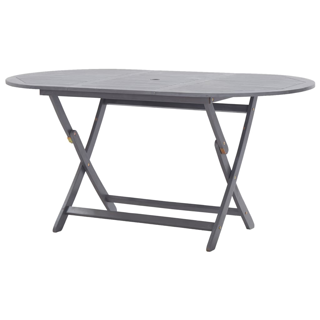 Set Da Pranzo Per Giardino 9 Pz Legno Massello Di Acacia Grigio - Image 3