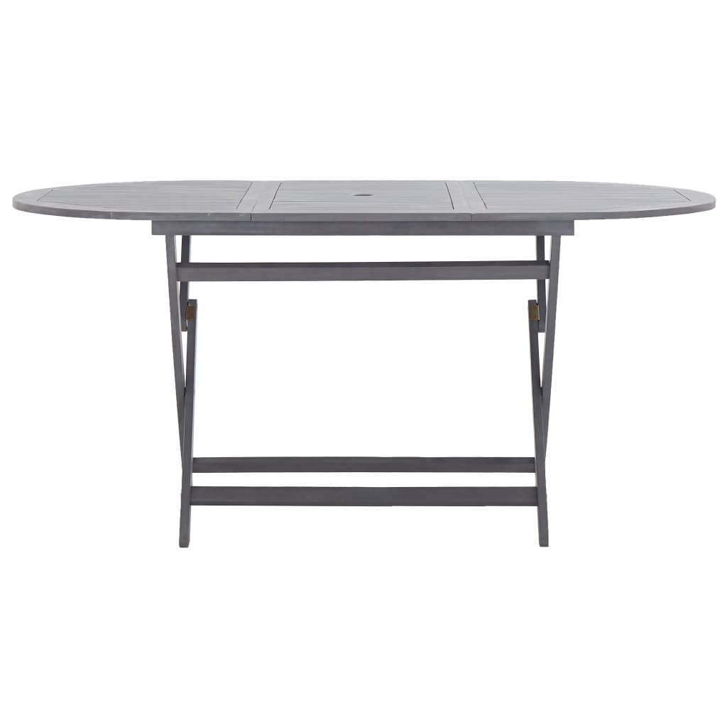 Set Da Pranzo Per Giardino 9 Pz Legno Massello Di Acacia Grigio - Image 4