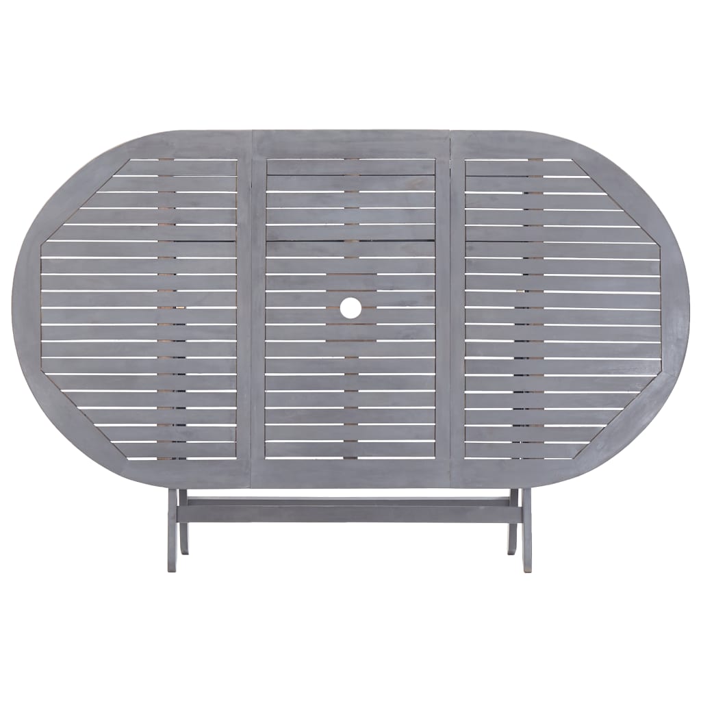 Set Da Pranzo Per Giardino 9 Pz Legno Massello Di Acacia Grigio - Image 5