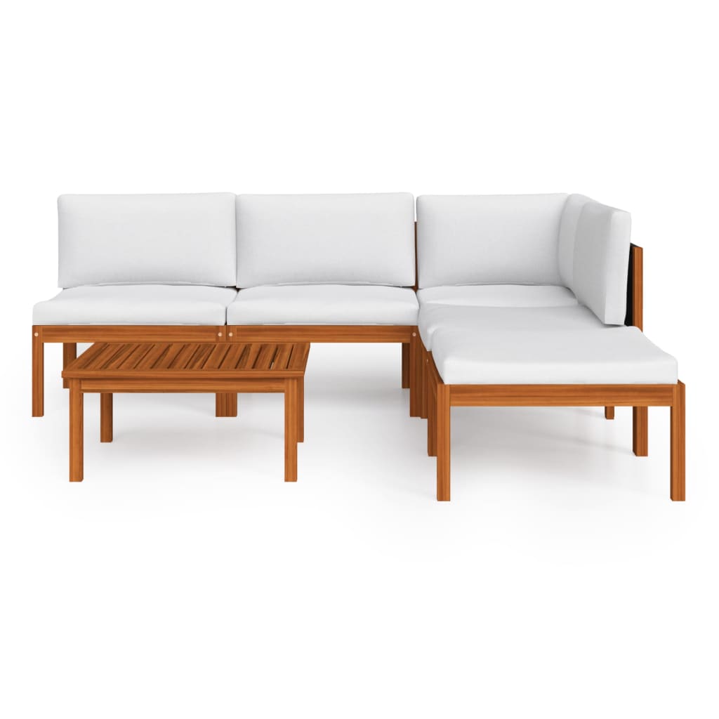 Set Divani Da Giardino 6 Pz Con Cuscini Crema Massello Acacia - Image 3