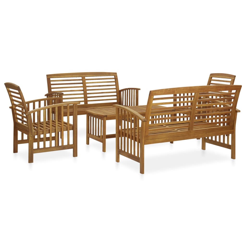 Set Divani Da Giardino 5 Pz In Legno Massello Di Acacia