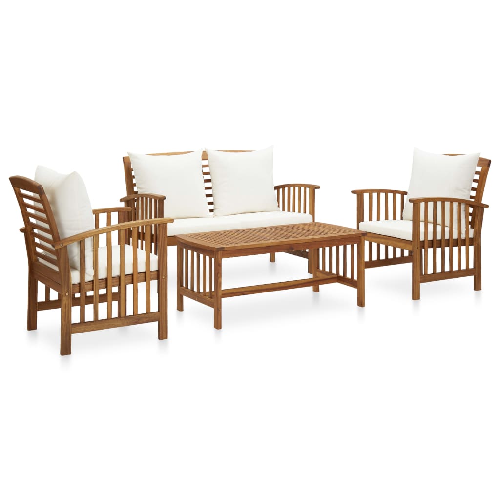 Set Divani Da Giardino 4 Pz Con Cuscini In Massello Di Acacia