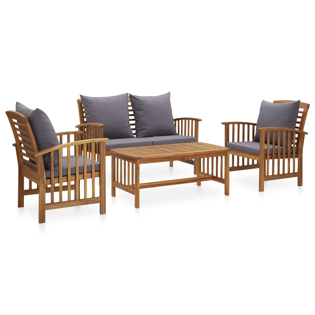 Set Divani Da Giardino 4 Pz Con Cuscini In Massello Di Acacia