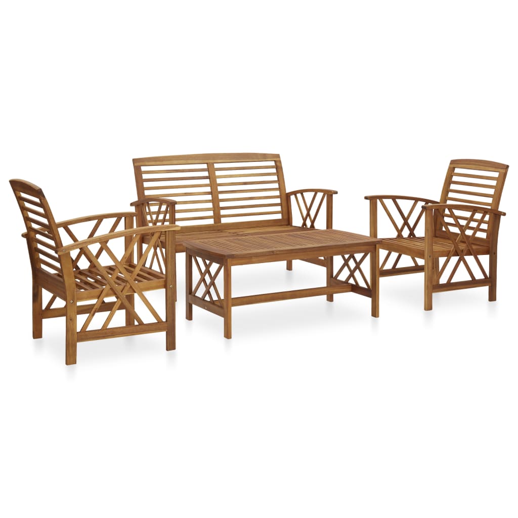 Set Divani Da Giardino 4 Pz In Legno Massello Di Acacia