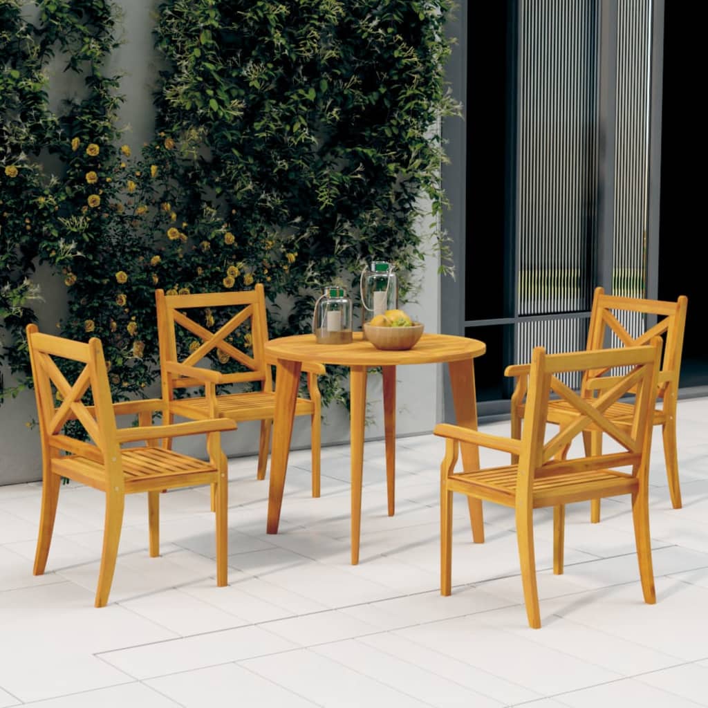 Set Mobili Da Pranzo Per Giardino 5 Pz Legno Massello Di Acacia
