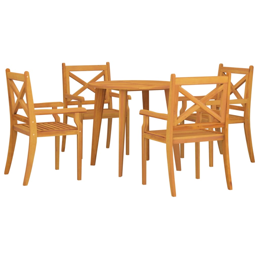 Set Mobili Da Pranzo Per Giardino 5 Pz Legno Massello Di Acacia - Image 3