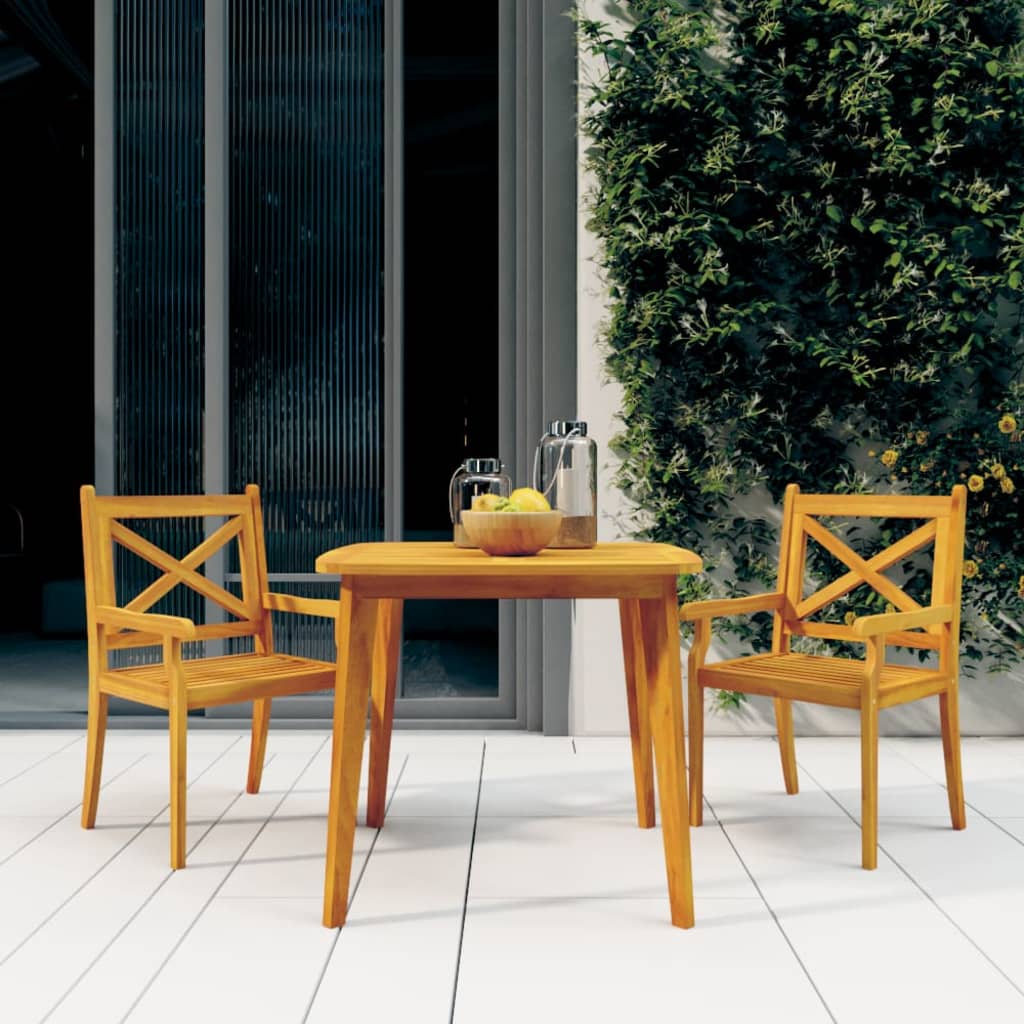 Set Mobili Da Pranzo Per Giardino 3 Pz Legno Massello Di Acacia