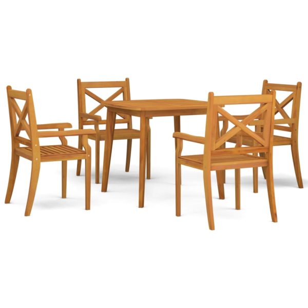 Set Mobili Da Pranzo Per Giardino 5 Pz Legno Massello Di Acacia - Image 2