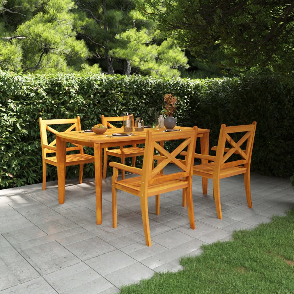 Set Da Pranzo Per Giardino 5 Pz In Legno Massello Di Acacia