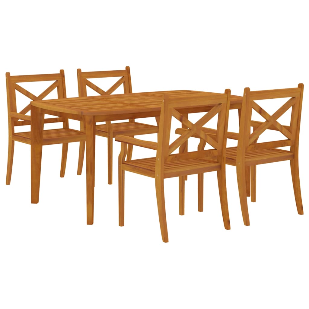 Set Da Pranzo Per Giardino 5 Pz In Legno Massello Di Acacia - Image 3