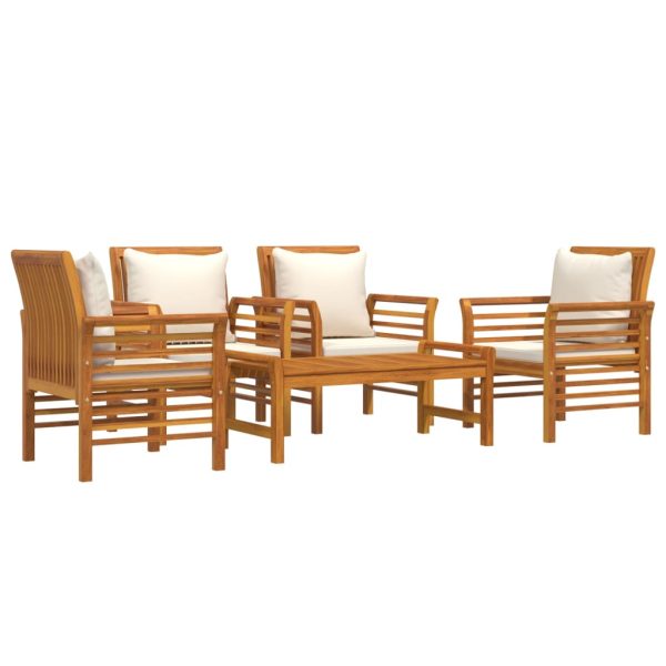 Set Salotto Da Giardino 5 Pz Con Cuscini Legno Massello Acacia - Image 3