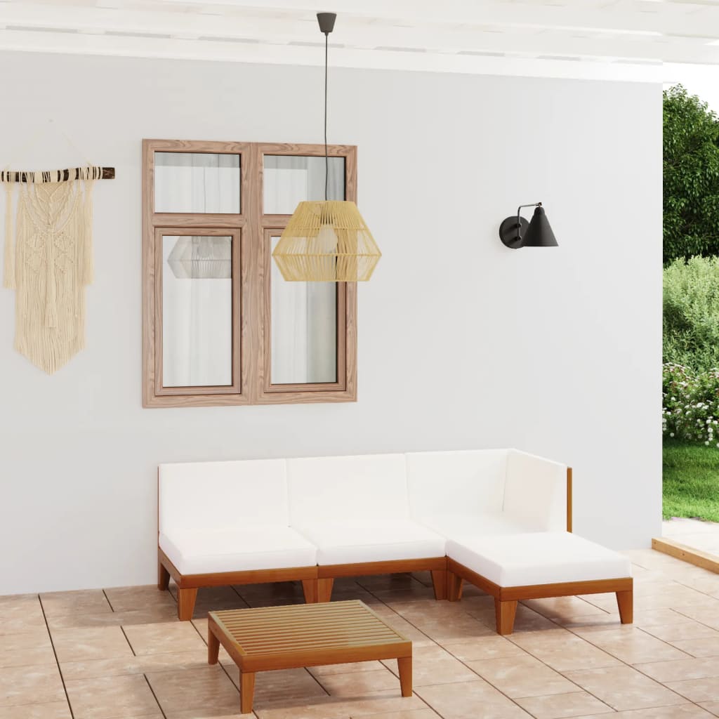 Set Divani Da Giardino 5 Pz Con Cuscini In Massello Di Acacia