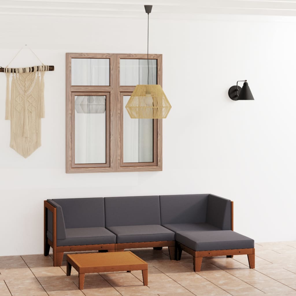 Set Divani Da Giardino 5 Pz Con Cuscini In Massello Di Acacia