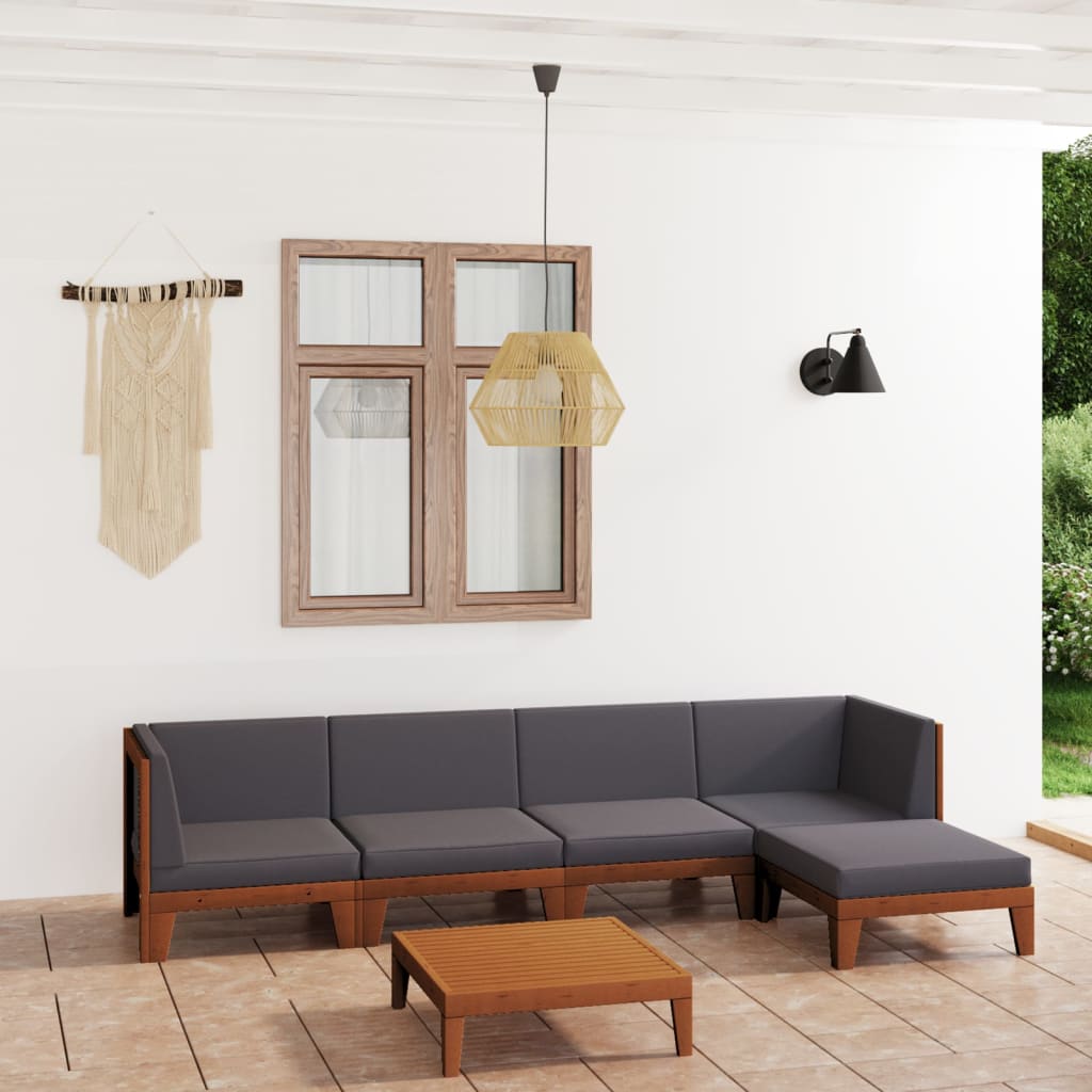 Set Divani Da Giardino 6 Pz Con Cuscini In Massello Di Acacia