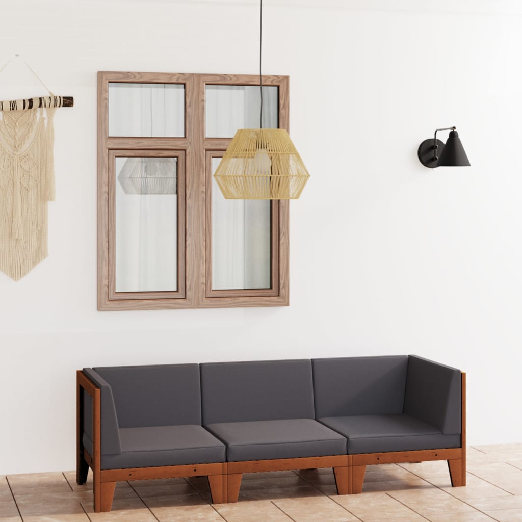 Set Divani Da Giardino 3 Pz Con Cuscini In Massello Di Acacia