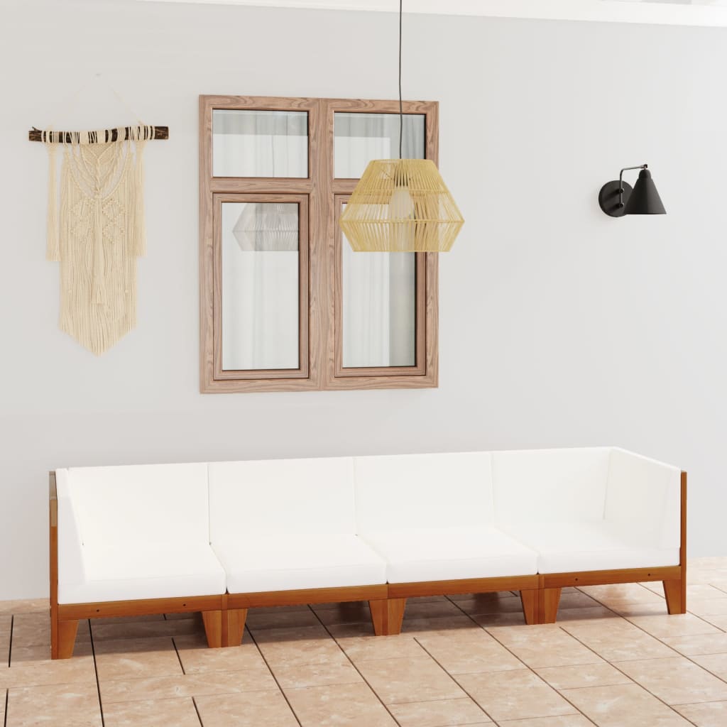 Set Divani Da Giardino 4 Pz Con Cuscini In Massello Di Acacia