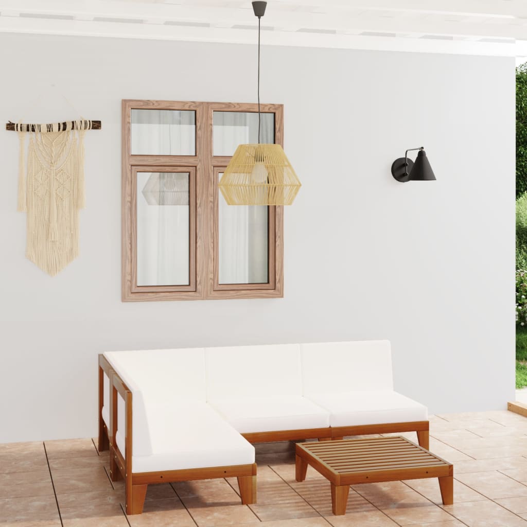Set Divani Da Giardino 5 Pz Con Cuscini In Massello Di Acacia