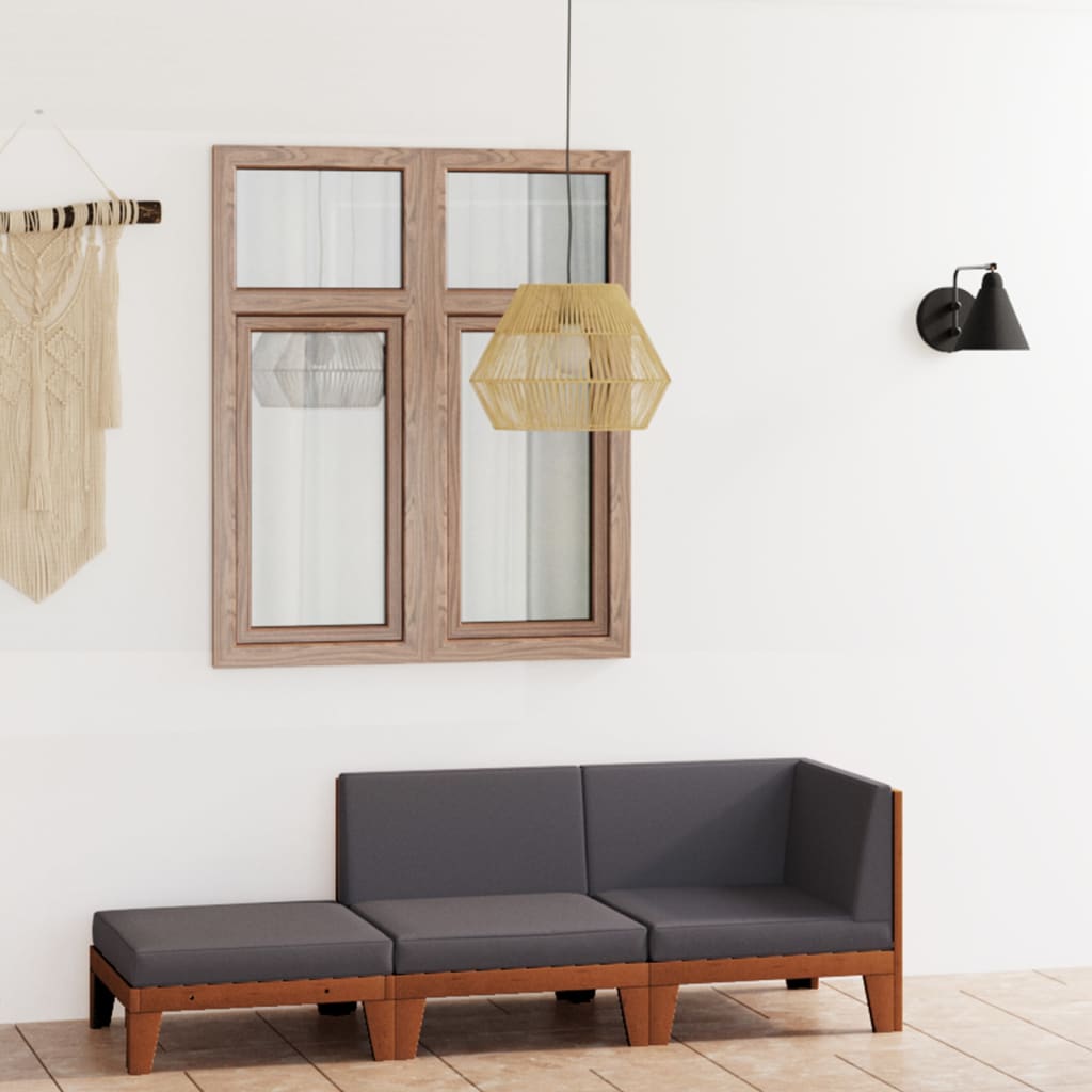 Set Divani Da Giardino 3 Pz Con Cuscini In Massello Di Acacia