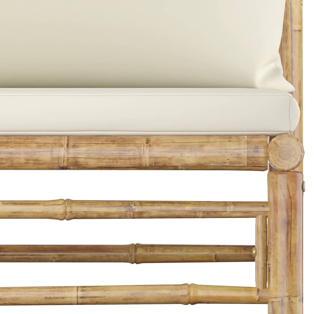 Set Divani Da Giardino 9 Pz Con Cuscini Bianco Crema In Bambù - Image 6