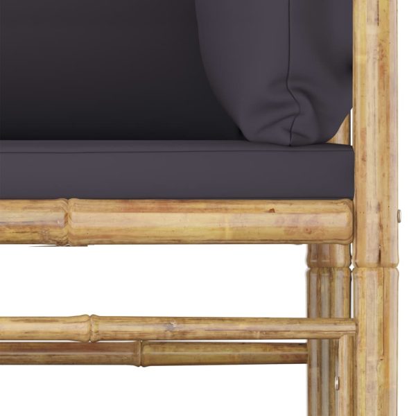 Set Salotto Da Giardino 12pz Con Cuscini Grigio Scuro Bambù - Image 6