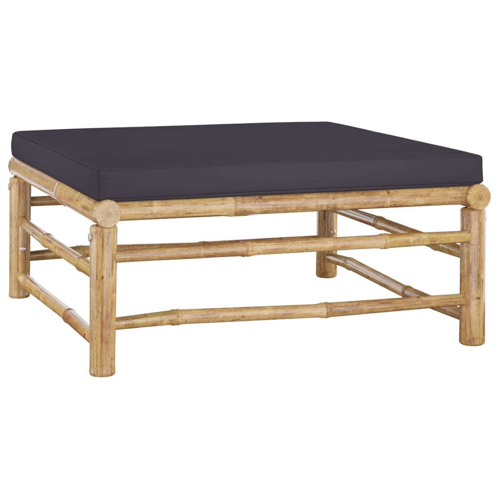 Set Divani Da Giardino 4 Pz Con Cuscini Grigio Scuro In Bambù - Image 5
